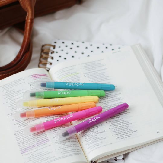The Daily Grace Co - Scented Gel Bible Highlighters | 6-Pack with Color-Coding Tips Card