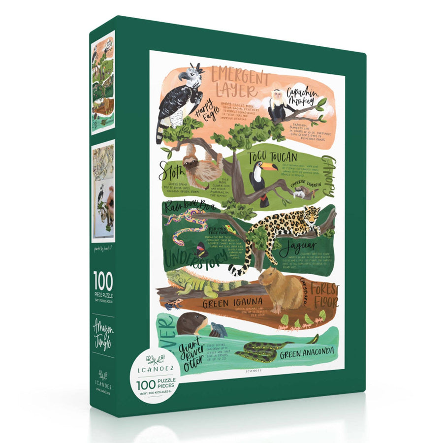 1canoe2 | One Canoe Two Paper Co. - Amazon Jungle - 100 Piece Educational Kids Jigsaw Puzzle