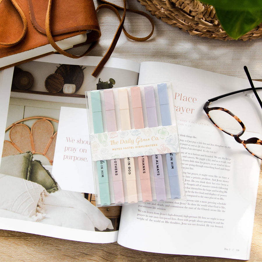 The Daily Grace Co - Muted Pastel Highlighters | No-Bleed Dual Tip for Bible Study