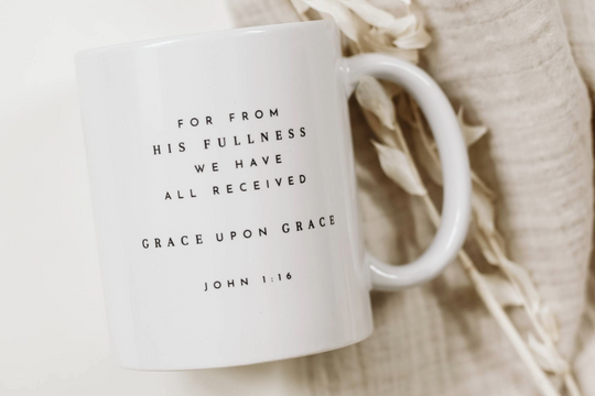 Christian Bible Verse Mug - Grace Upon Grace - John 1:16